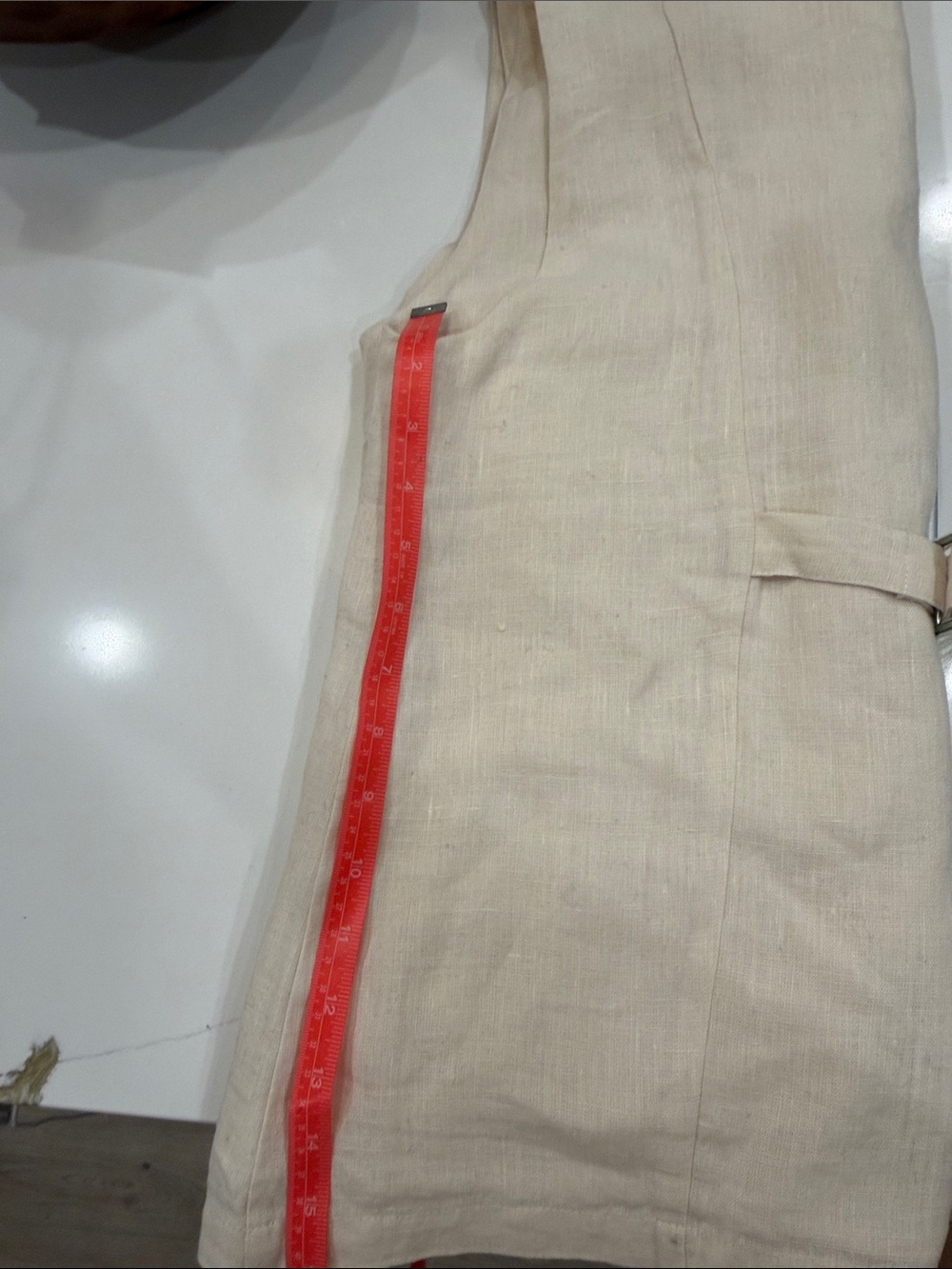 First Rite Cream Linen- Button Front Women's Vest - Picture 5 of 5